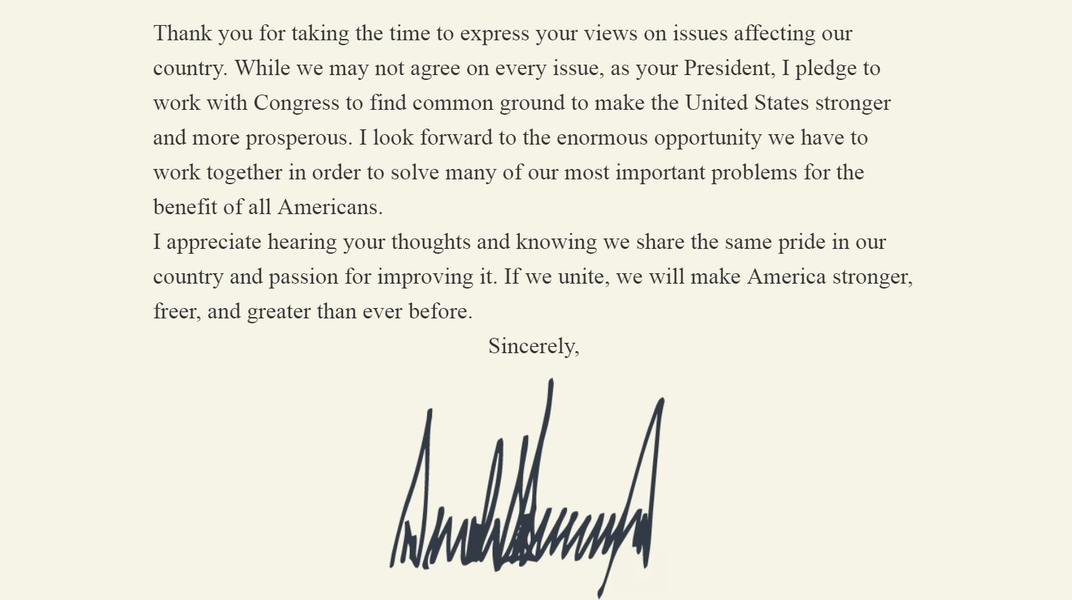 Second Letter Received From The White House In Response To Our Recent ...